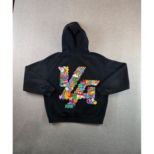 YoungLA Trippy Logo Hoodie Sweatshirt Men's Large Black Pullover Athleisure Gym